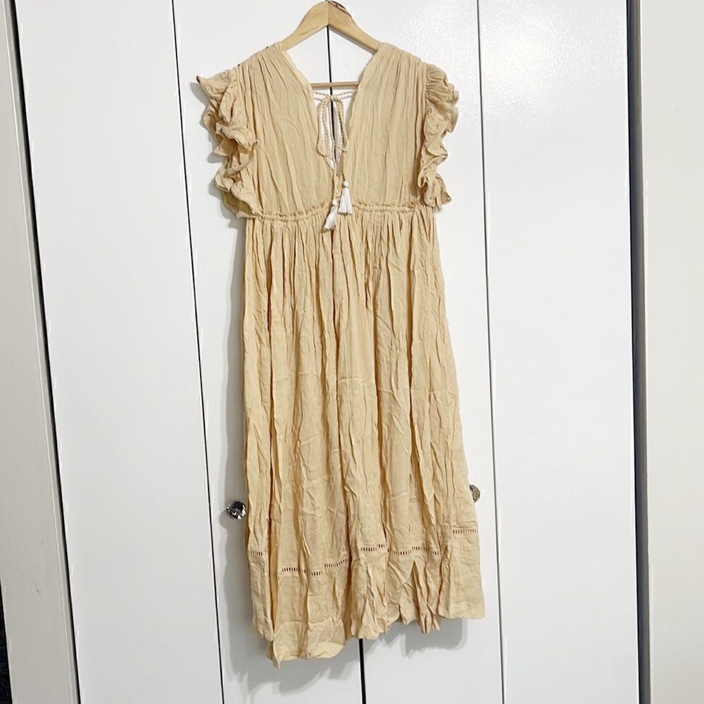 Free People Wait For You Midi Dress Natural Size S - Picture 6 of 9